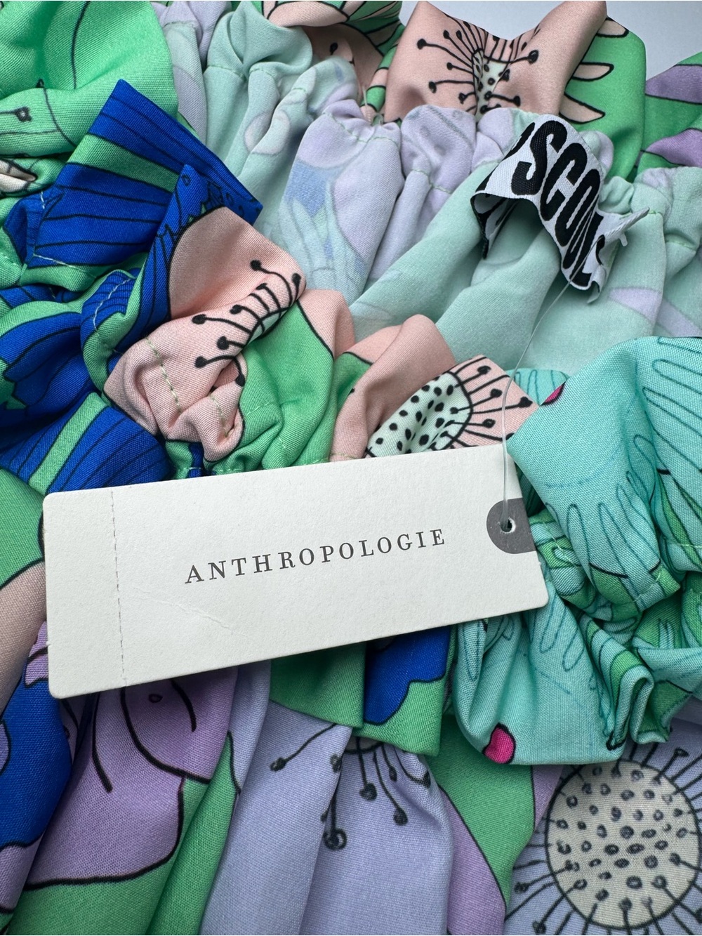 Anthropologie Oopscool Floral Puff Sleeve Off Shoulder Midi Dress Green - Picture 8 of 11